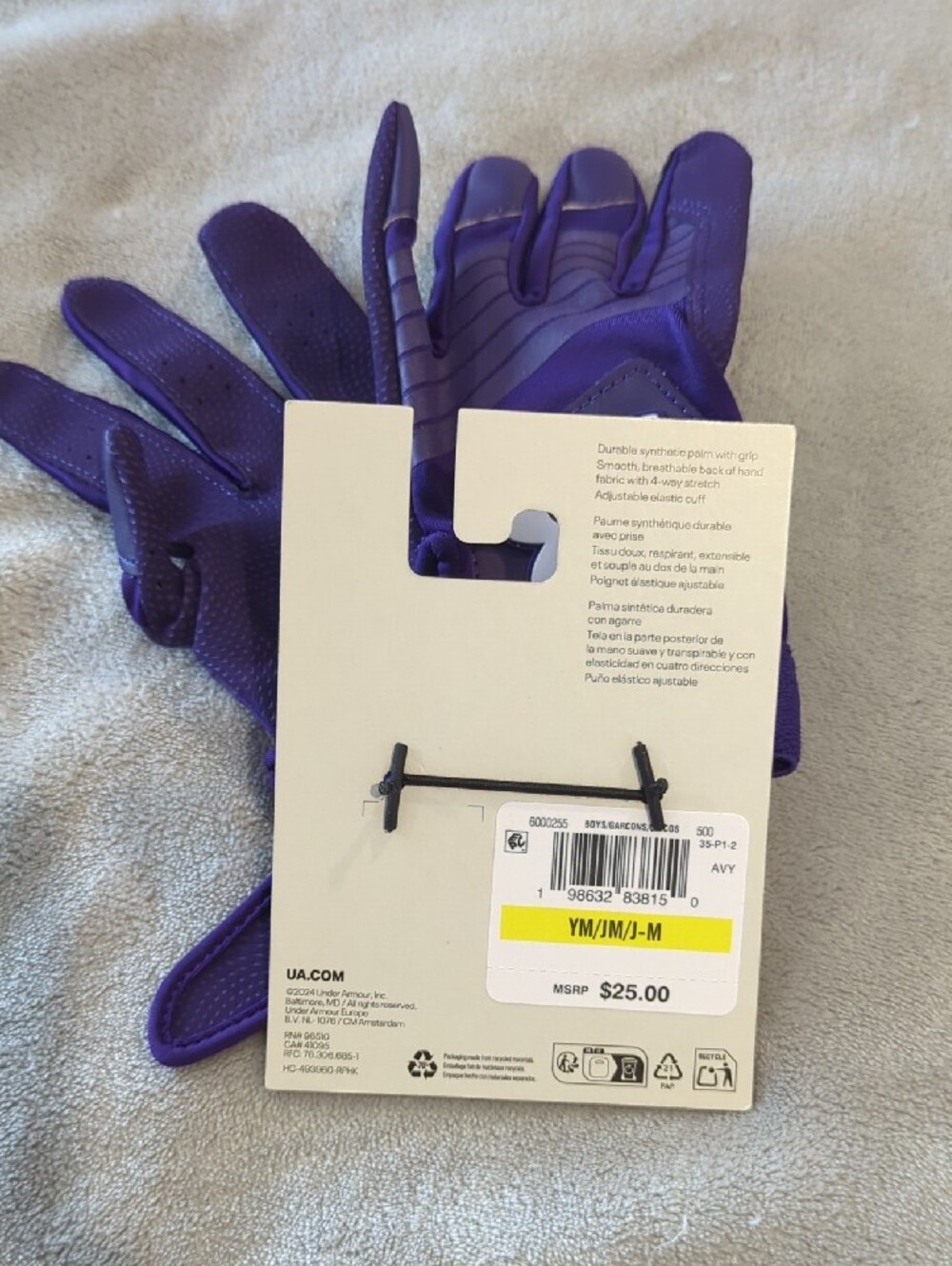 Under Armour Youth - Purple Batting Gloves - Picture 2 of 2